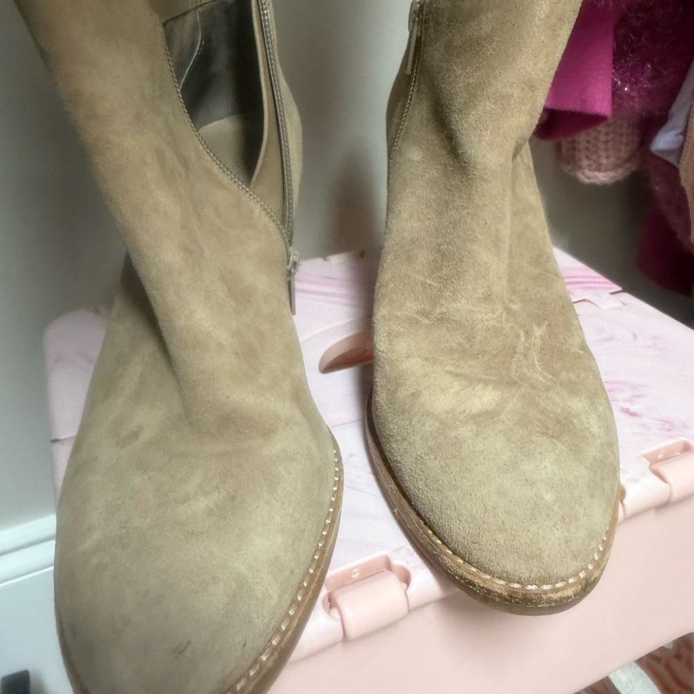 Gianni Bini Beige Suede Ankle Booties